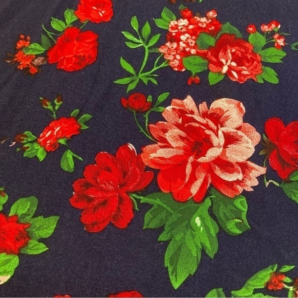 Ambiance Navy Floral Print Spaghetti Racerback Strap Babydoll Flowy Trapeze Dres - Picture 2 of 8